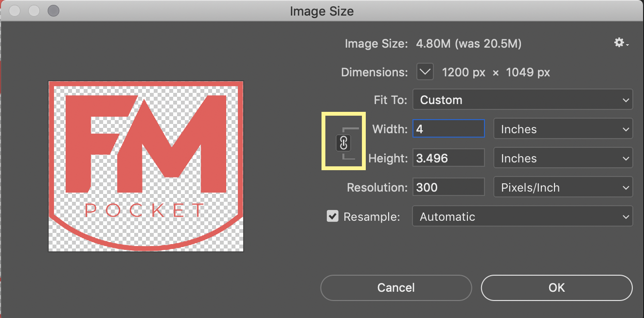set the width and height of the image with imagemagic